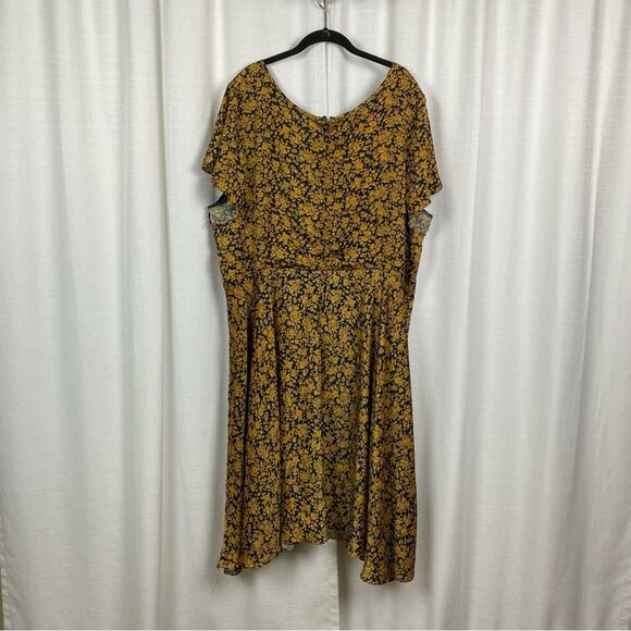Unique Vintage Navy Blue&Yellow Floral Tie Front 1940’s Swing Midi Dress Sz.5x - Picture 6 of 12
